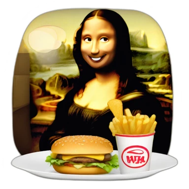 Mona lisa eating burger sticker