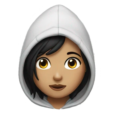 Girl with black hair wearing hoodie  sticker
