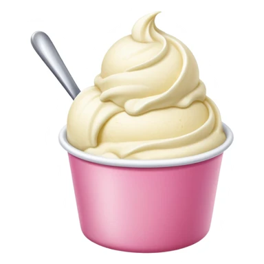 ultra realistic round single scoop of vanilla bean ice cream in pink cup sticker