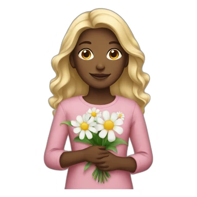 girl holding flowers sticker