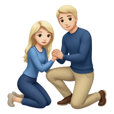 Kız ve diz çoken bir erkek sticker