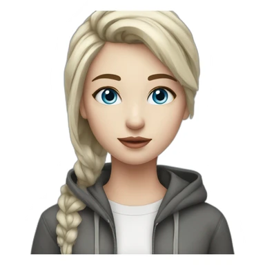 girl codes on computer,beautiful girl with short hair with computer, programming,blue eyes,white skin, makeup, hoodie sticker