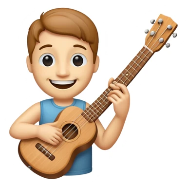 ukulele with a smiling face sticker