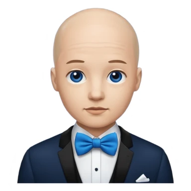 Bald with blue bow tie, midnight balck dress, age. sticker