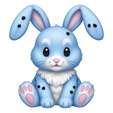 A blue bunny with black polka dots sticker