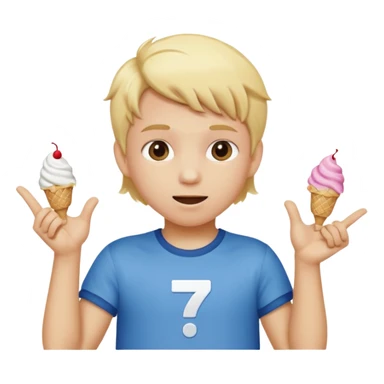 A kid with blonde icecream hair with two hands that are doing this 🫴 and flipped on the other side then have this emoji on the left hand 6️⃣ and this emoji in the other hand7️⃣ sticker