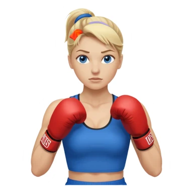 Rubia de ojos azules boxeo con pelo recogido y mostrando cuerpo sticker