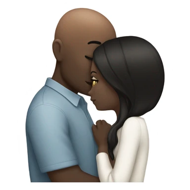 White girl dark hair kissing bald black man sticker