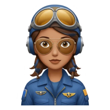 A female pilot with medium skin and tied-back brown hair sticker