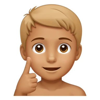 child pointing to their forehead, cheerful and clear sticker
