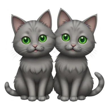 Two grey cats dancing with green eyes sticker