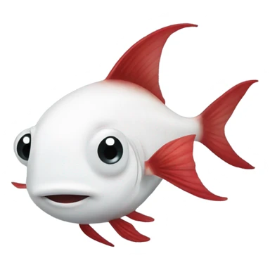 One white fish cute dark red fins  sticker