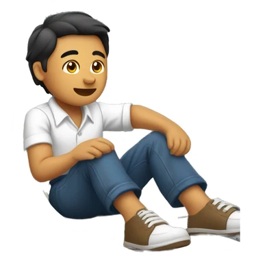 Filipino in white shirt sitting down on slide sticker