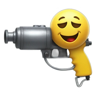 scared smiley metal water gun on heas sticker