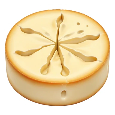Cinematic Realistic Brie Cheese Emoji, featuring a creamy, soft-ripened cheese with a delicate rind rendered with lifelike detail and inviting, natural lighting. sticker