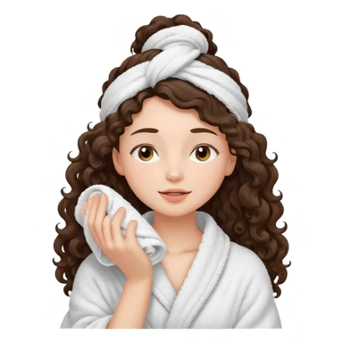 girl brunette with long curly hair getting a deep facial cleansing eyes closed sticker