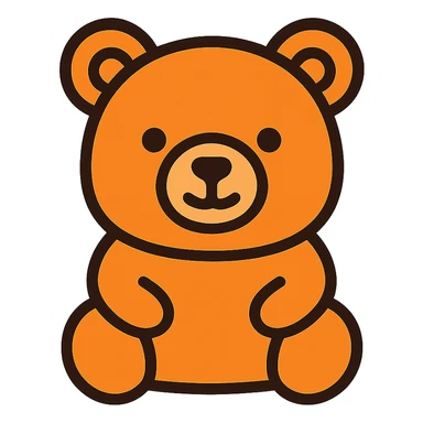 cute cartoon bear icon, rounded shapes, friendly expression, modern icon style sticker