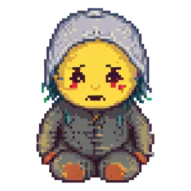 a sad person emoji in pixel art style sticker