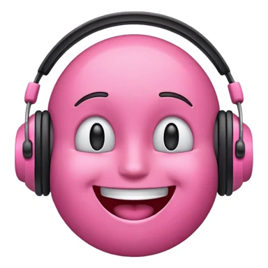 Create a pink happy emoji who listens to music sticker