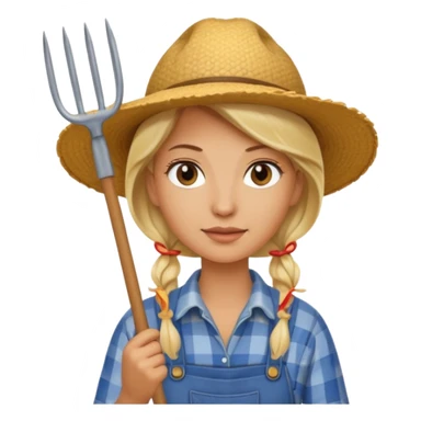 blonde farmer woman with pitchfork sticker