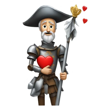 Don Quixote holds a heart in his hand sticker