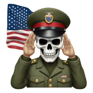 Saluting skull with the American flag sticker