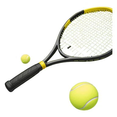 A tennis racket and ball on a grass or hardcourt surface, symbolizing the sport. The racket has a sleek design with tightly strung strings, while the bright tennis ball rests nearby, capturing the essence of precision, agility, and competition. sticker