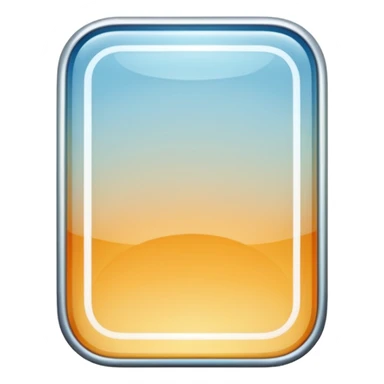 Glossy, transparent glass — rounded rectangle, soft reflections, subtle highlights on corners, thin white outline, clean and modern. Transparent background. sticker