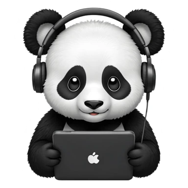 A panda wearing headphones playing video games sticker