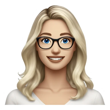 Shoulder length Balayage pale model lady with glasses and blue eyes happy  sticker