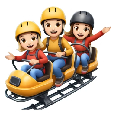 Two girls and one guy riding a mountain coaster sticker
