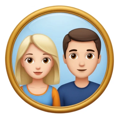 Woman in front. Man in mirror. They look similiar and look at each other sticker