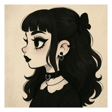 cute goth  profile girl art sticker