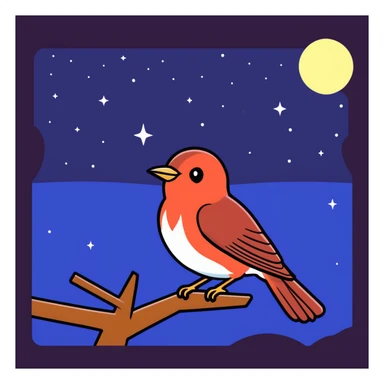 nightingale against starry night sky sticker
