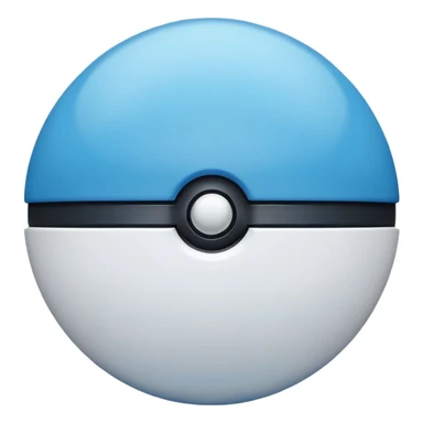 blue pokeball emoji, top half is a more saturated blue, bottom half is white, black stripe, with a white sheen, with a reflective surface sticker