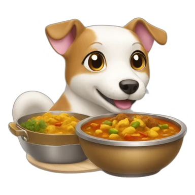 happy corgui eating curry sticker