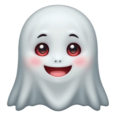 little cute ghost is smiling with blushed face, only face cute animie eyes sticker