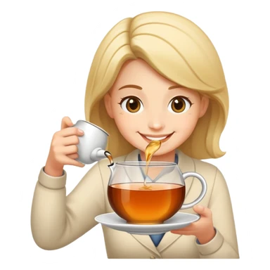 smiling person pouring tea sticker