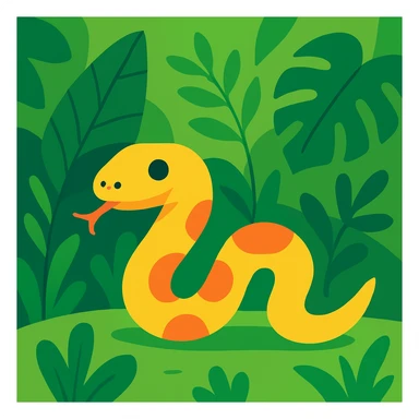 Flat design style snake in the jungle sticker