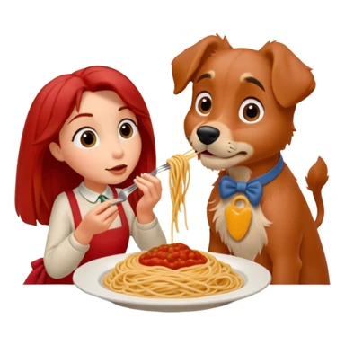 Lady and The tramp sharing spaghetti scene sticker