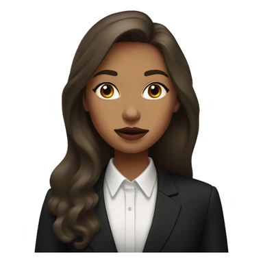 Russian brown long hair woman with big lips small nose in a black suit sticker