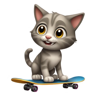 Cat skateboarding, kawaii sticker