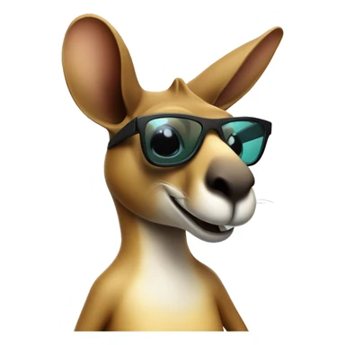 kangaroo with surfborad and cool glasses sticker