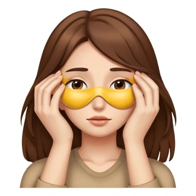girl covering her eyes brown hair sticker