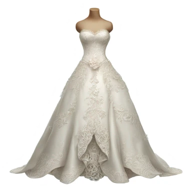 Hyper Realistic ornate and detailed Whimsical Wedding dress displays sticker