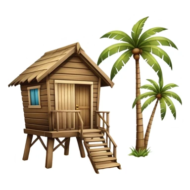 Palm tree beach hut sticker
