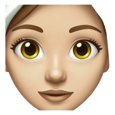 White girl with Brown hair and blue eyes wears a Green colored skincare clay textured mask and puts on cucumbers around her eyes while She relaxes in her white Robe sticker