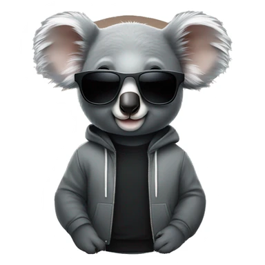 A koala wearing stylish sunglasses and a black sweatshirt  sticker