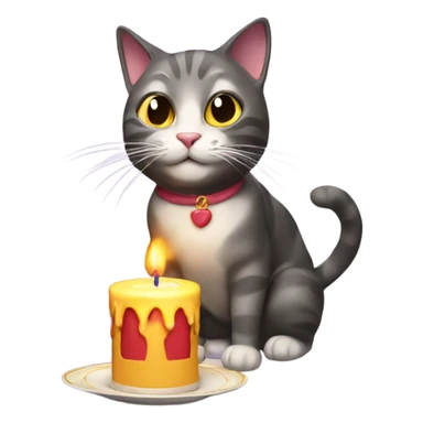 Cat blowing out candle sticker