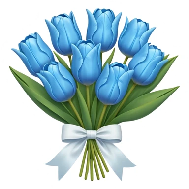 sky blue tulip bouquet with bow sticker